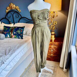 Olive Green Strapless Jumpsuit